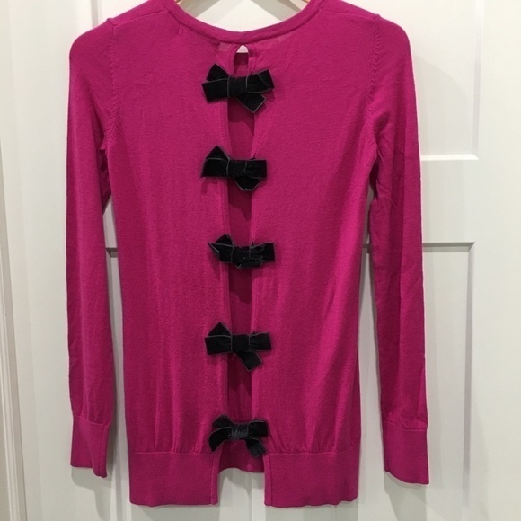 Peony and Me by Perry Ellis Fuchsia open back Lon sleeve sweater bows - Picture 3 of 7